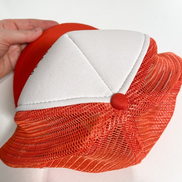 Vintage Reddish Orange Trucker Hat Mesh Snapback Beer Drinking Funny Novelty - Picture 9 of 15